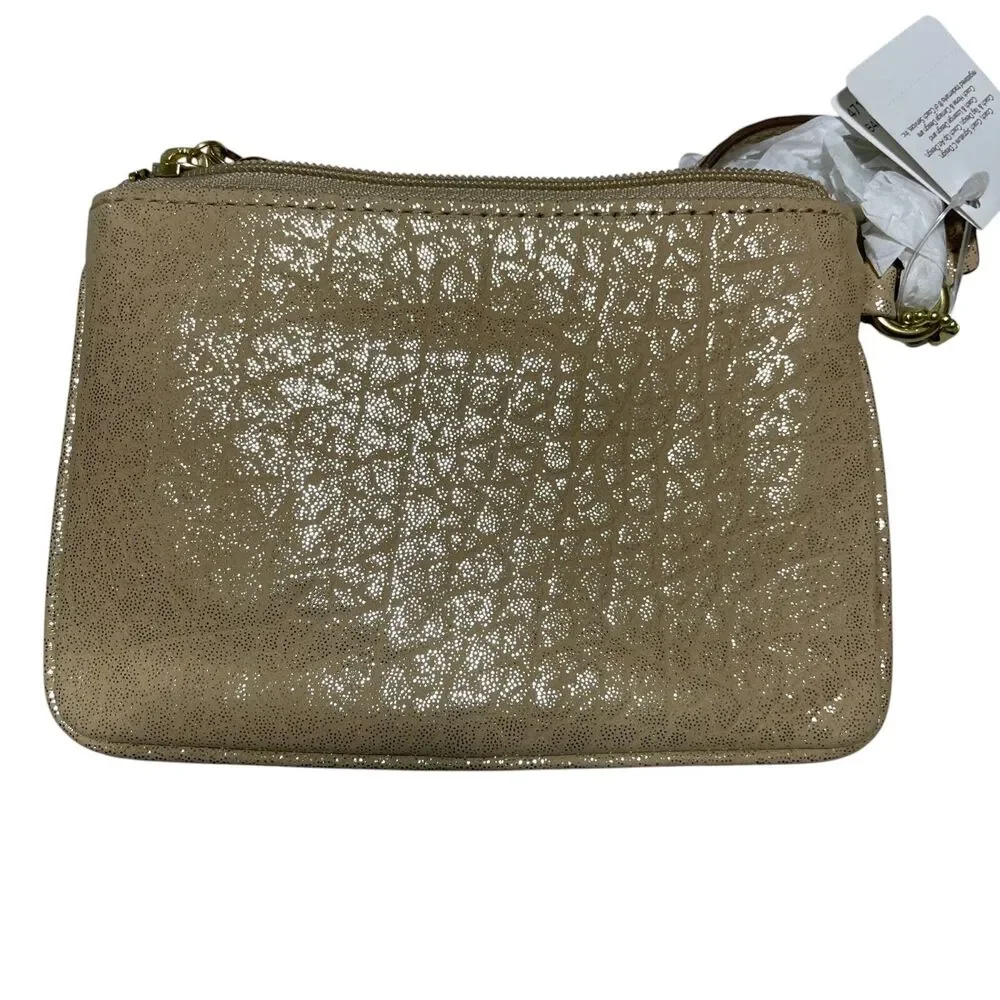 Coach Madison NEW w/ Tags Embossed‎ Metallic Leather Small Wristlet 6 x 4